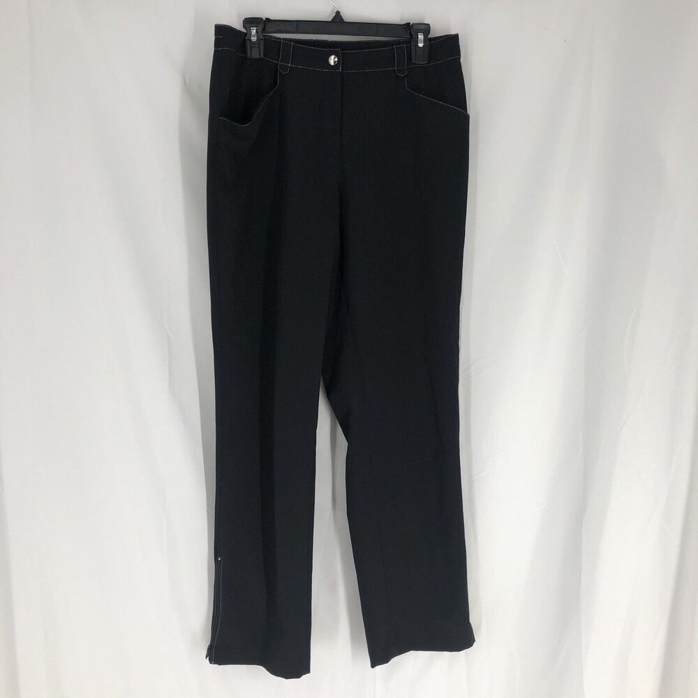 Chicos Zenergy Pants Women Size 1 Black Lightweight Stretch Zip Ankles Tapered